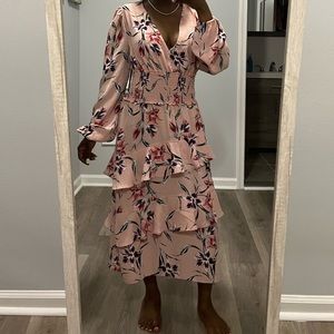 Pink floral maxi dress